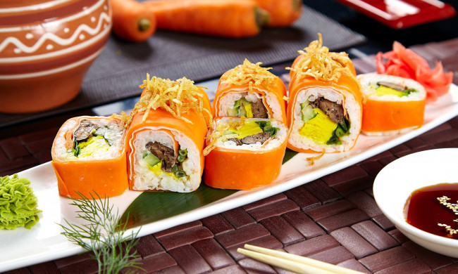 Обои картинки фото еда, рыба,  морепродукты,  суши,  роллы, японская, суши, роллы, кухня
