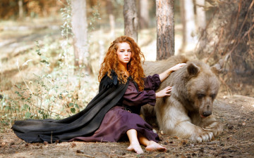 Картинка девушки -unsort+ рыжеволосые+и+другие медведь девушка рыжеволосая лес