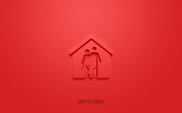 Картинка разное надписи +логотипы +знаки счастливая семья 3d значок красный фон символы cемья значек счастливый знак семьи