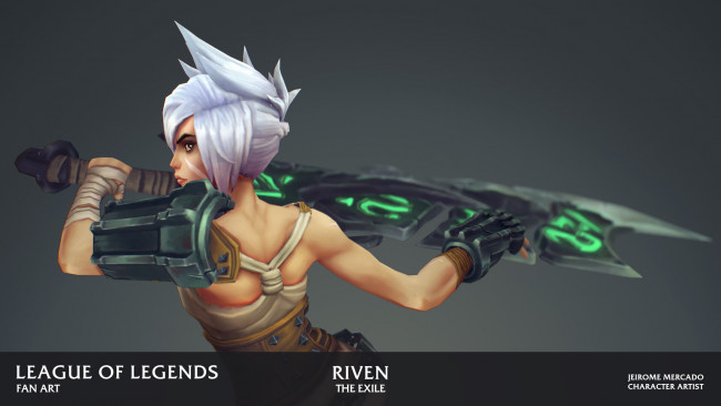 Обои картинки фото видео игры, league of legends, riven, наплечник, меч