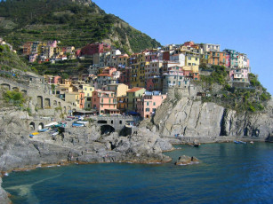 Картинка города амальфийское+и+лигурийское+побережье+ италия море бухта скалы дома