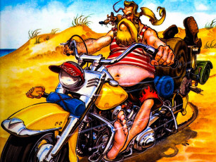 Картинка рисованное люди байкер крыса мотоцикл