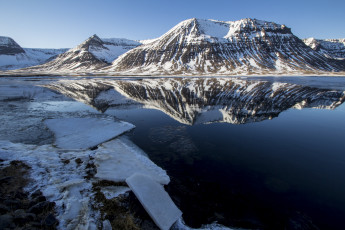 Картинка природа реки озера горы берег лед солнечно отражение снег озеро
