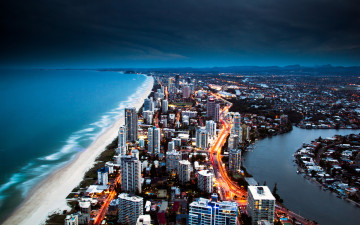 обоя города, панорамы, australia, gold, coast
