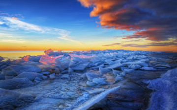 Картинка природа айсберги ледники море лед торосы облака