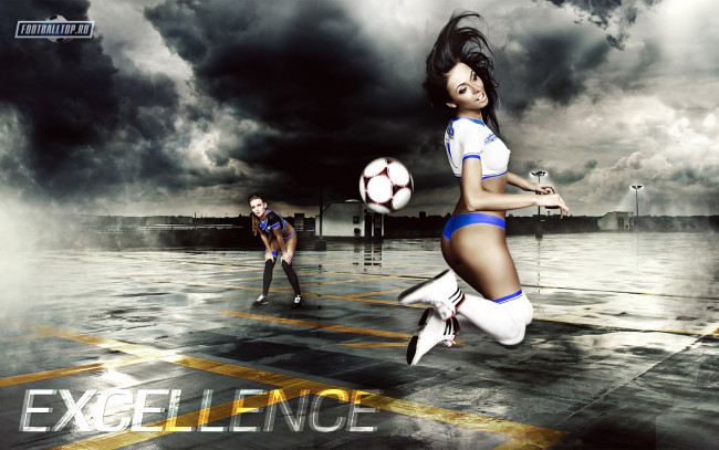 Обои картинки фото football, excellence, спорт, футбол, девушка