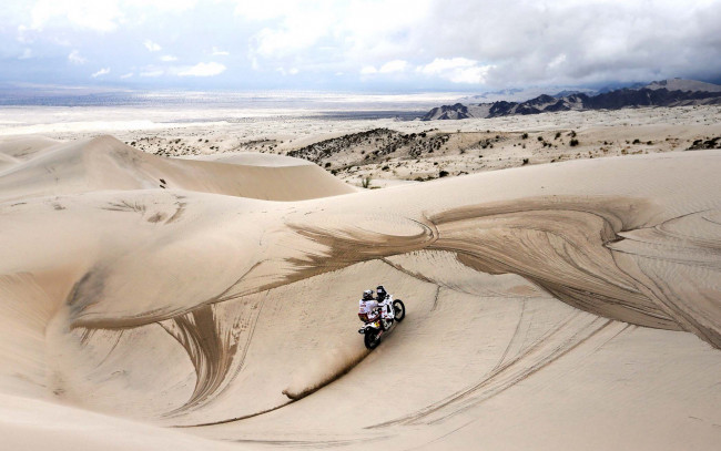 Обои картинки фото спорт, мотокросс, гонка, песок, пустыня