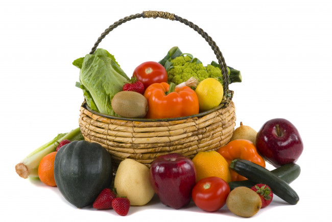 Обои картинки фото еда, овощи, помидоры, перец, томаты, капуста, белокачанная капуста, цветая капуста