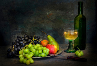 Картинка еда натюрморт фрукты нож белое вино