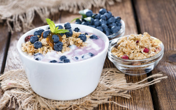 Картинка еда мюсли +хлопья йогурт черника berries fresh dessert ягоды yogurt десерт sweet голубика