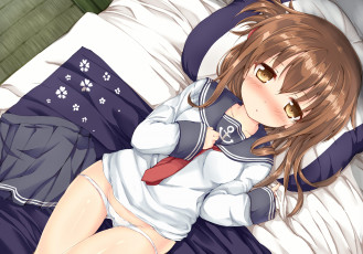 Картинка аниме kantai+collection девушка взгляд фон кровать
