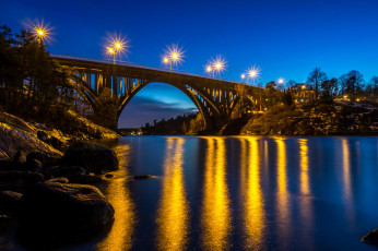 Картинка города -+мосты швеция нака река мост закат
