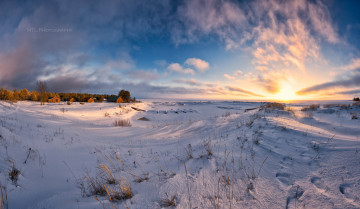 Картинка природа восходы закаты снег закат