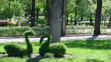 обоя разное, садовые и парковые скульптуры, растения, лебедь