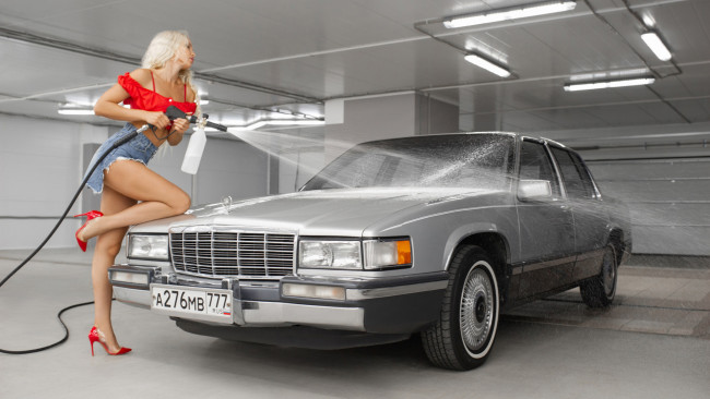 Обои картинки фото автомобили, -авто с девушками, cadillac, de, ville