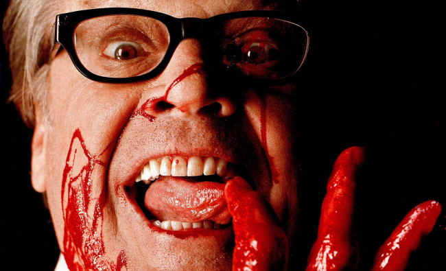 Обои картинки фото мужчины, jack nicholson, актер, лицо, очки, кровь