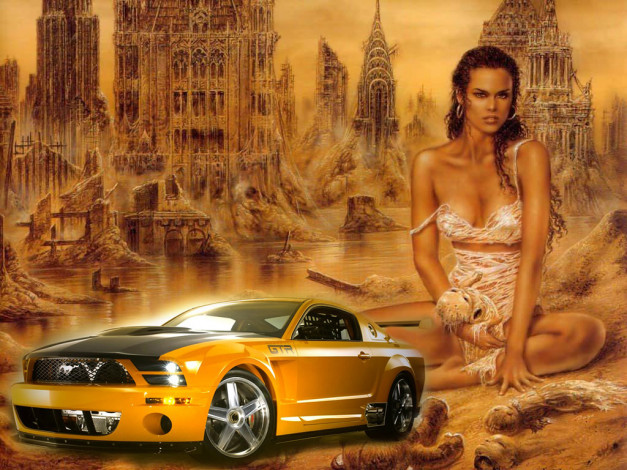 Обои картинки фото ford, mustang, автомобили, авто, девушками