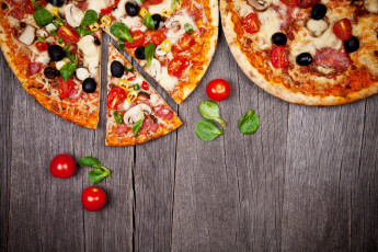 Картинка еда пицца зелень оливки начинка