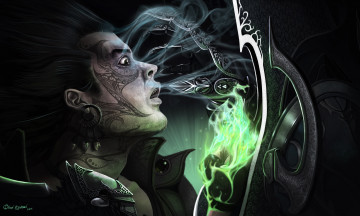 Картинка видео+игры diablo+iii +reaper+of+souls дьявол высасывает парень серьга зелёное пламя тату