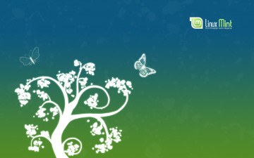 Картинка компьютеры linux дерево бабочки фон логотип