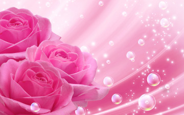 Картинка цветы розы пузыри розовые