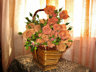 Картинка цветы розы букет ткань занавески