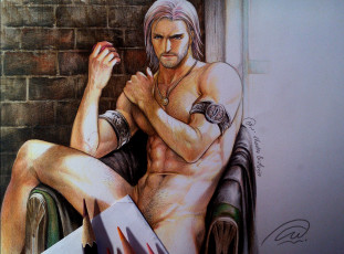 Картинка рисованное люди обнажён мускулы тело мужчина