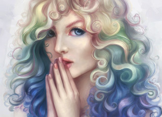 Картинка рисованное люди marfyta руки кучерявые волосы взгляд лицо девушка