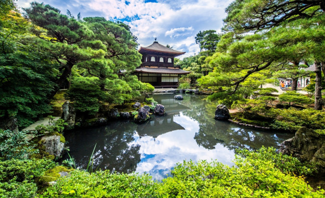 Обои картинки фото города, - буддийские и другие храмы, пагода, камни, деревья, озеро, парк, Япония