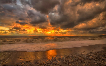 Картинка природа восходы закаты море закат волны