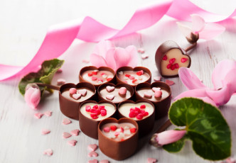 Картинка еда конфеты +шоколад +сладости сердечки