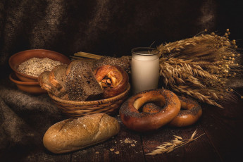 Картинка еда хлеб +выпечка бублик зерна
