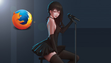 Картинка компьютеры mozilla+firefox девушка логотип фон взгляд