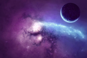Картинка космос арт спутник планета галактика туманность