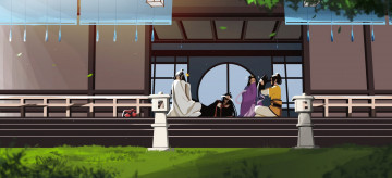 Картинка аниме mo+dao+zu+shi персонажи смех кот дом крыльцо