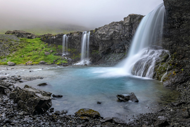 Обои картинки фото skutafoss waterfall, iceland, природа, водопады, skutafoss, waterfall