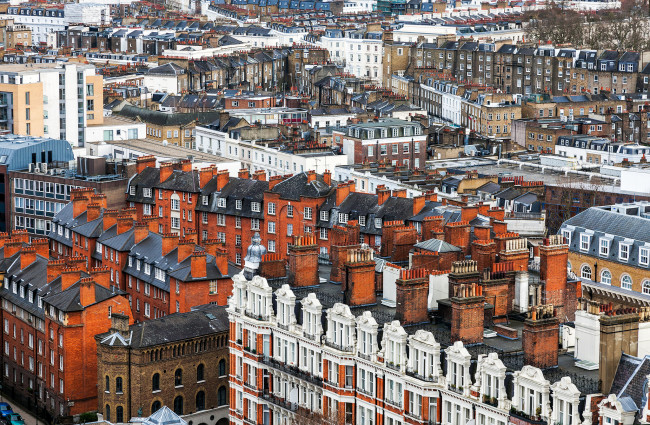 Обои картинки фото london, england, города, лондон, великобритания, панорама, здания, крыши