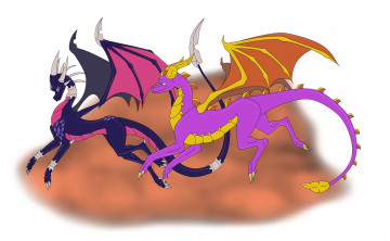 Картинка рисованное животные +сказочные +мифические фон пара драконы