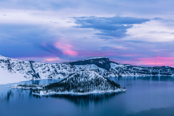 Картинка природа реки озера рассвет орегон остров озеро крейтер восход
