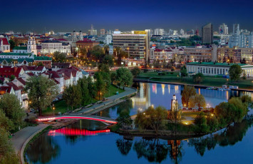 Картинка минск города минск+ беларусь панорама ночь