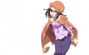 Картинка аниме bakemonogatari взгляд девушка фон