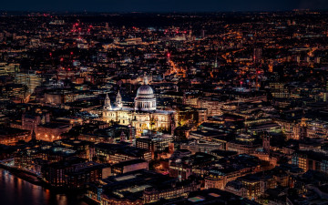Картинка собор+святого+павла +лондон +англия города лондон+ великобритания городской пейзаж ночь англия лондон собор святого павла мегаполис