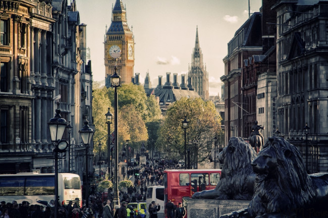 Обои картинки фото лондон, города, лондон , великобритания, биг-бен, архитектура, улица