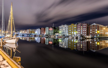 Картинка trondheim norway города -+огни+ночного+города