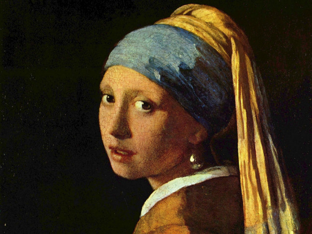 Обои картинки фото Ян, вермеер, девушка, жемчужной, сережкой, рисованные, jan, vermeer