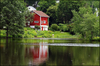 Картинка разное сооружения постройки дом лето кусты озеро