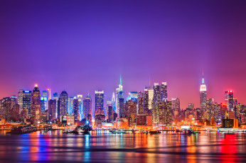 Картинка new york city города нью йорк сша ночной город огни manhattan nyc