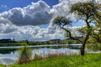Картинка германия эльшайд природа реки озера река облака берег
