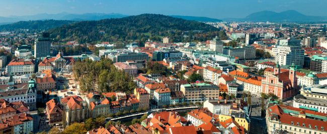 Обои картинки фото любляна, словения, города, столицы, государств, панорама, крыши