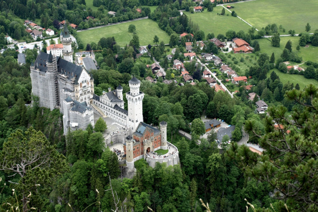 Обои картинки фото города, замок, нойшванштайн, германия, панорама